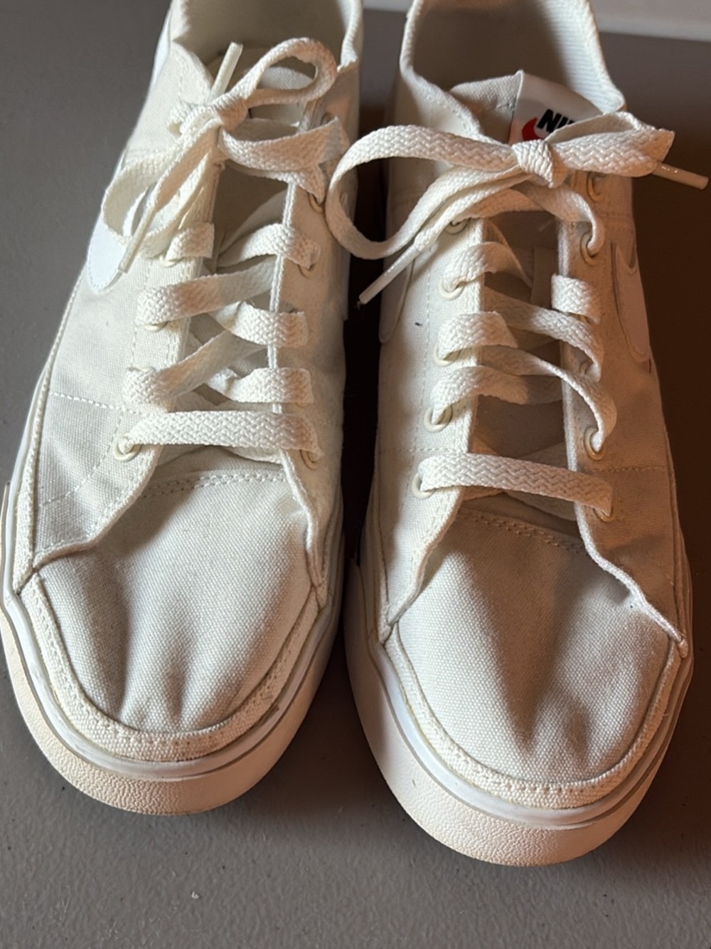 Women’s, Nike Off-White Canvas Low-Top Sneakers